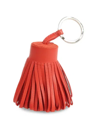 Pre-owned Hermes Carmen Fringed Bag Charm In Red