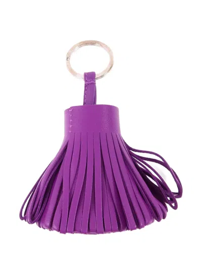 Pre-owned Hermes Carmen Fringed Key Ring In Purple
