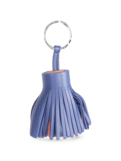 Pre-owned Hermes Carmen Leather Bag Charm In Blue