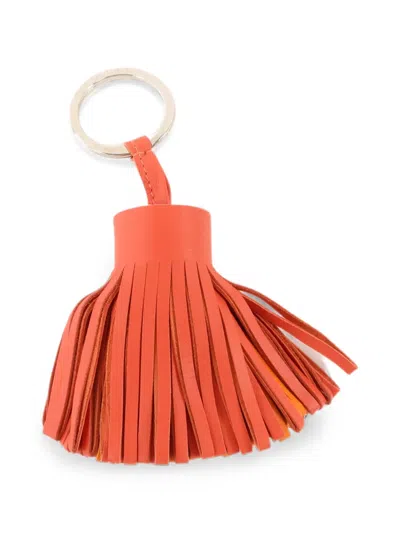 Pre-owned Hermes Carmen Tassel Key Ring In Orange