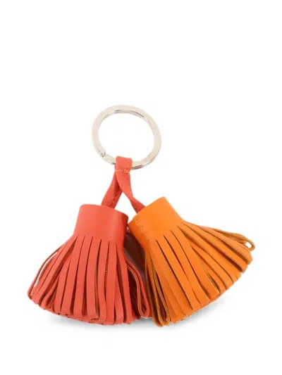 Pre-owned Hermes Carmen Uno-dos Key Ring In Orange