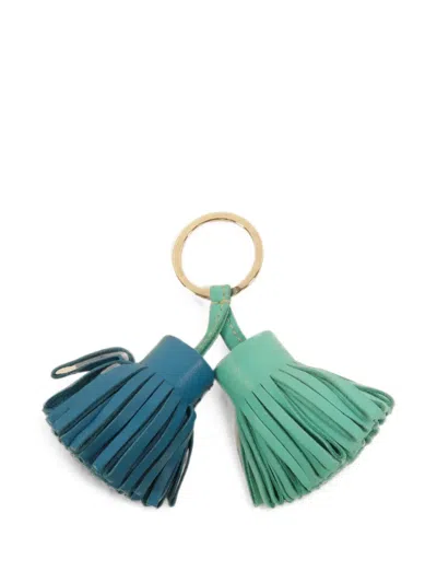 Pre-owned Hermes Carmen Uno-dos Leather Keyring In Green
