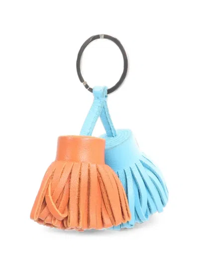 Pre-owned Hermes Carmen Uno-dos Tassel Key Ring Charm In Orange