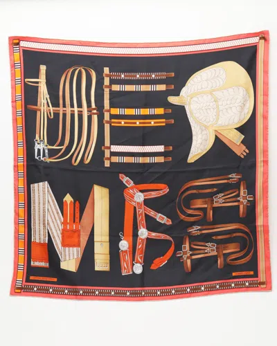 Pre-owned Hermes Hermès Carré 90 Lettres Equetres Rettle Echestle Silk Scarf