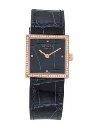 Pre-owned Hermes Carré Cuir Watch In Multi
