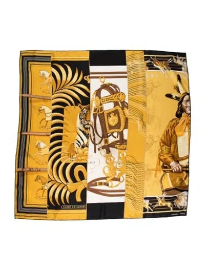 Pre-owned Hermes Carré En Carrés Silk Scarf In Yellow