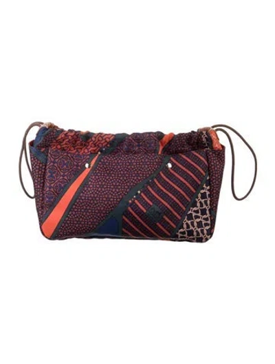 Pre-owned Hermes Carre En Cravates Silk Fourbi 25 Pouch In Orange