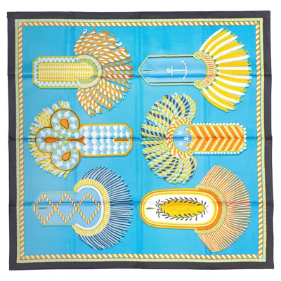 Pre-owned Hermes Carré Silk - Epaulettes De Gala - Double Face - Marine Bleu - New S Tag In Blue