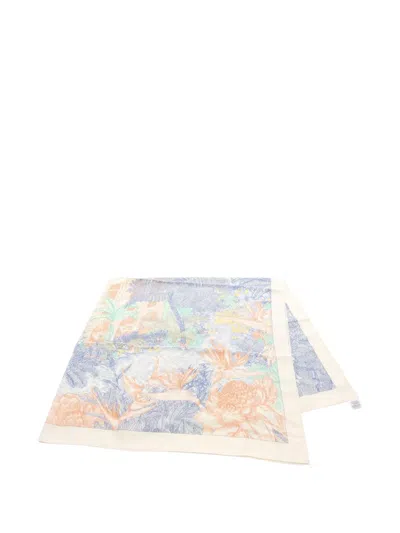 Pre-owned Hermes Carréjean Carres Faubourg Tropical Cashmere Scarf In Neutral