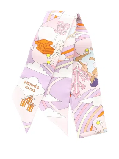 Pre-owned Hermes Carrés Volants Scarf In Pink