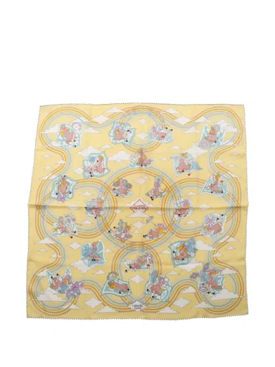 Pre-owned Hermes Carres Volants Scarf In Yellow