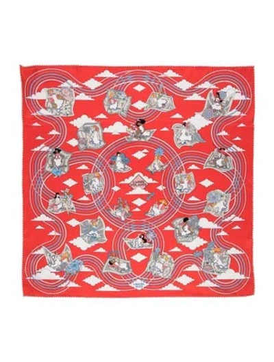 Pre-owned Hermes Carres Volants Silk Scarf In Pink
