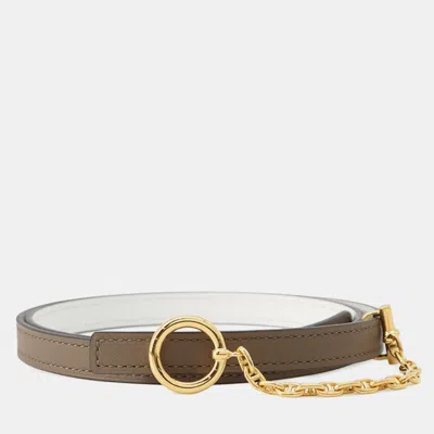 Pre-owned Hermes Carrousel Belt Size 75 Beige Dweimar/white Swift Leather Epsom