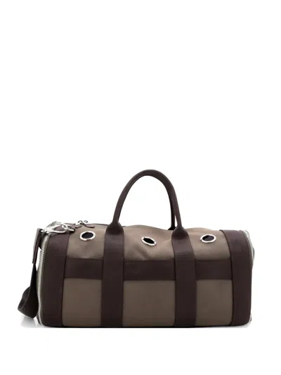 Pre-owned Hermes Carrying Dog Bag Canvas Travel Bag In Green