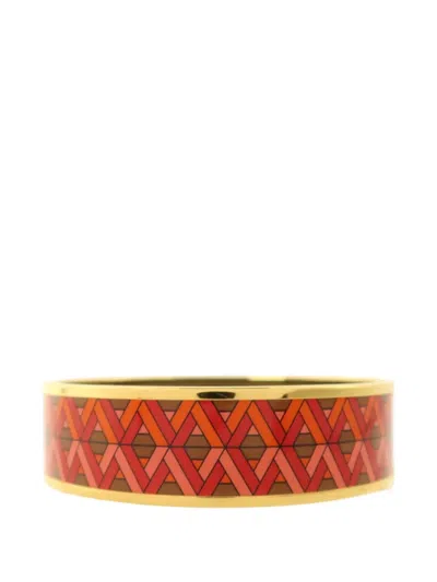 Pre-owned Hermes Cartes A Jouer Enamel Bracelet In Gold