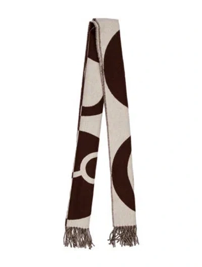 Pre-owned Hermes Casaque Charms Cashmere Muffler W/ Tags In Brown