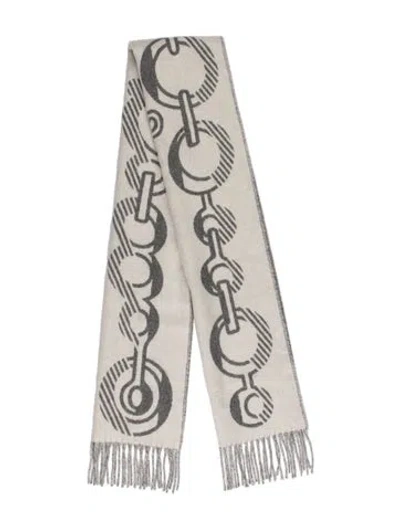 Pre-owned Hermes Casaque Do Re Boucles Cashmere Muffler In Gray