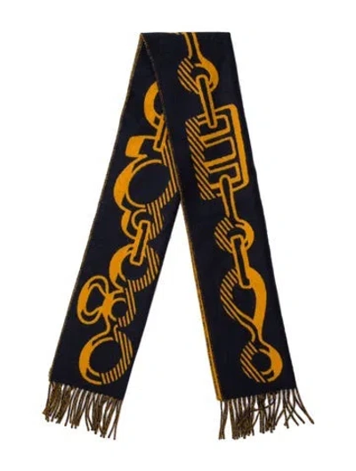 Pre-owned Hermes Casaque Do Re Boucles Scarf Cashmere Scarf In Yellow