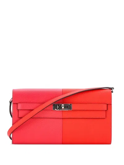 Pre-owned Hermes Casaque Kelly To Go Wallet Epsom Clutch Bag In Pink