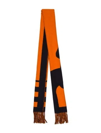 Pre-owned Hermes Casaque Love Story Cashmere Muffler In Orange