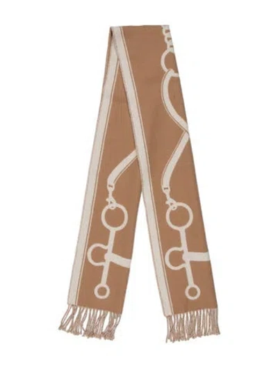 Pre-owned Hermes Casaque Mors Cashmere Muffler In Neutral