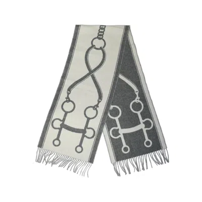 Hermes Casaque Mors Scarf Ivoire Gris Flanelle