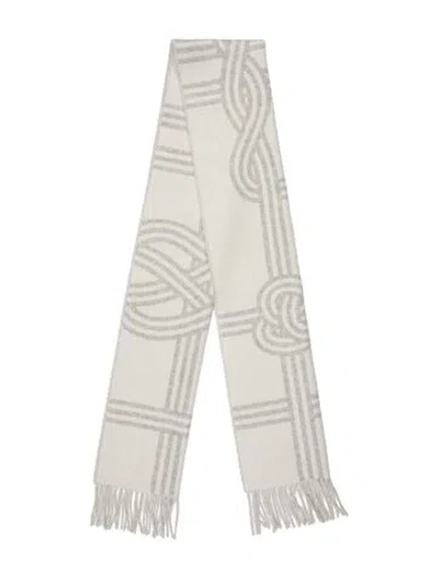 Pre-owned Hermes Casaque Noeuds Marins Cashmere Muffler W/ Tags In Neutral