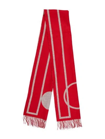 Pre-owned Hermes Casaque Pile Ou Face Cashmere Muffler In Red