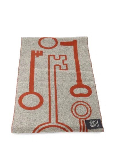 Pre-owned Hermes Casaque Porte-clefs Scarf In Red
