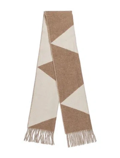 Pre-owned Hermes Casaque Zig Zag Cashmere Scarf In Neutral