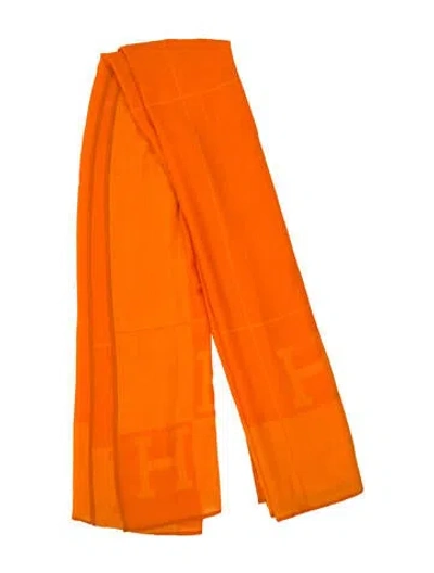 Pre-owned Hermes Cashmere Avalon Spring Throw Blanket In Orange