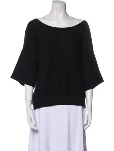 Pre-owned Hermes Cashmere Bateau Neckline Sweater In Black
