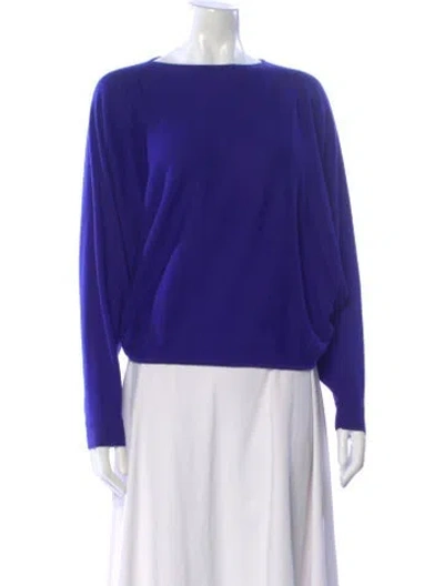 Pre-owned Hermes Cashmere Bateau Neckline Sweater In Blue