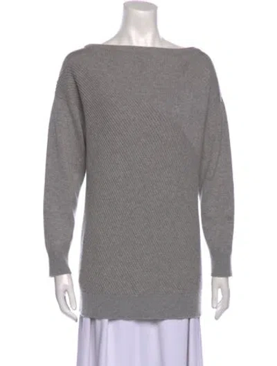 Pre-owned Hermes Cashmere Bateau Neckline Sweater In Gray