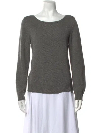 Pre-owned Hermes Cashmere Bateau Neckline Sweater In Grey