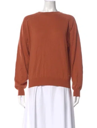 Pre-owned Hermes Cashmere Bateau Neckline Sweater In Orange
