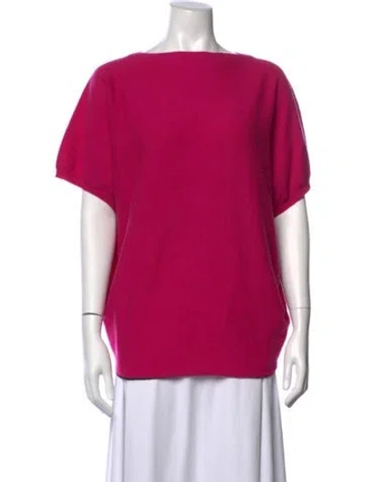 Pre-owned Hermes Cashmere Bateau Neckline Sweater In Pink