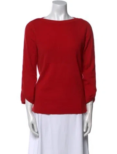 Pre-owned Hermes Cashmere Bateau Neckline Sweater In Red
