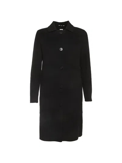 Pre-owned Hermes Cashmere Button-up Coat In Black