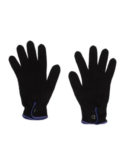 Pre-owned Hermes Cashmere Clou De Selle Gloves In Black