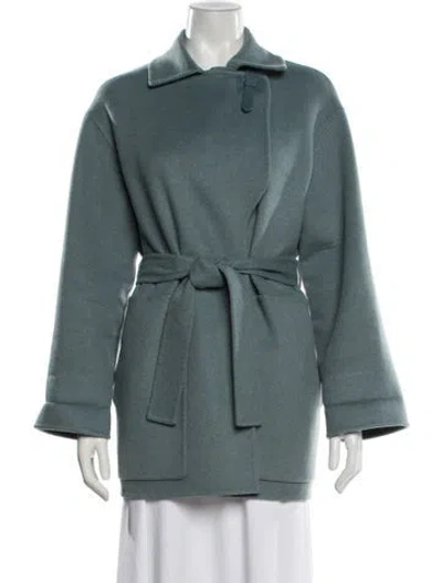 Pre-owned Hermes Cashmere Coat In Blue
