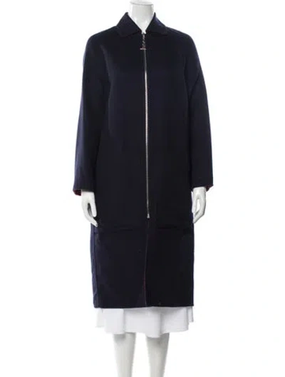 Pre-owned Hermes Cashmere Coat In Blue