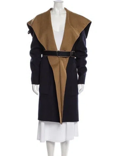 Pre-owned Hermes Cashmere Coat In Blue