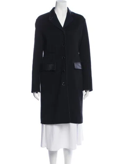 Pre-owned Hermes Cashmere Coat In Blue