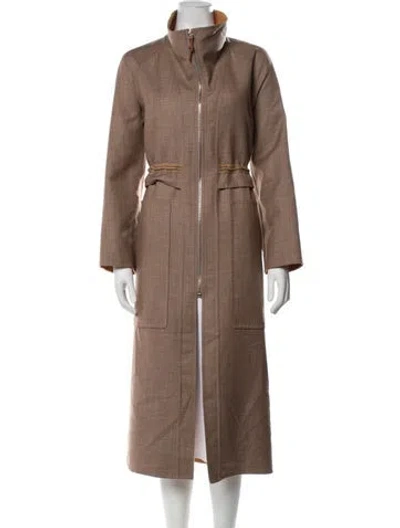 Pre-owned Hermes Cashmere Coat In Brown