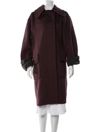 Pre-owned Hermes Cashmere Coat In Burgundy