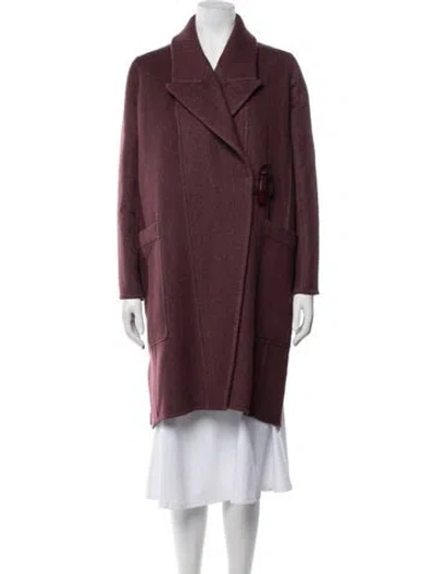 Pre-owned Hermes Cashmere Coat In Burgundy