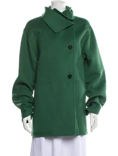 Pre-owned Hermes Cashmere Coat In Green