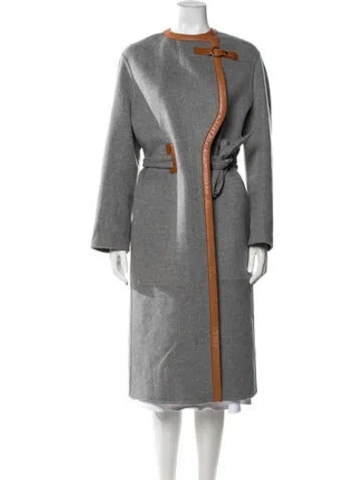 Pre-owned Hermes Cashmere Coat In Grey
