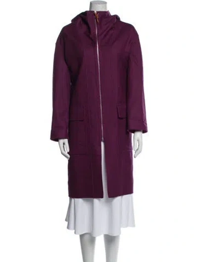 Pre-owned Hermes Cashmere Coat In Purple